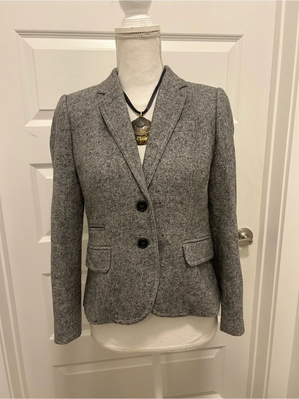 J. Crew Heather Gray Tweed Two-Button Schoolboy Blazer S (2-4)